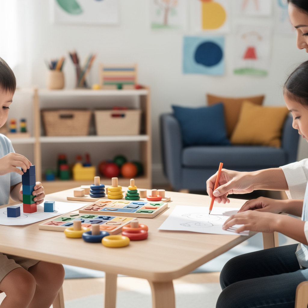 Groupe Scolaire Romandie International maternelle - enfants en classe trilingue avec enseignant bienveillant
